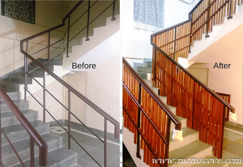 staircase baby proofing ideas - before after
