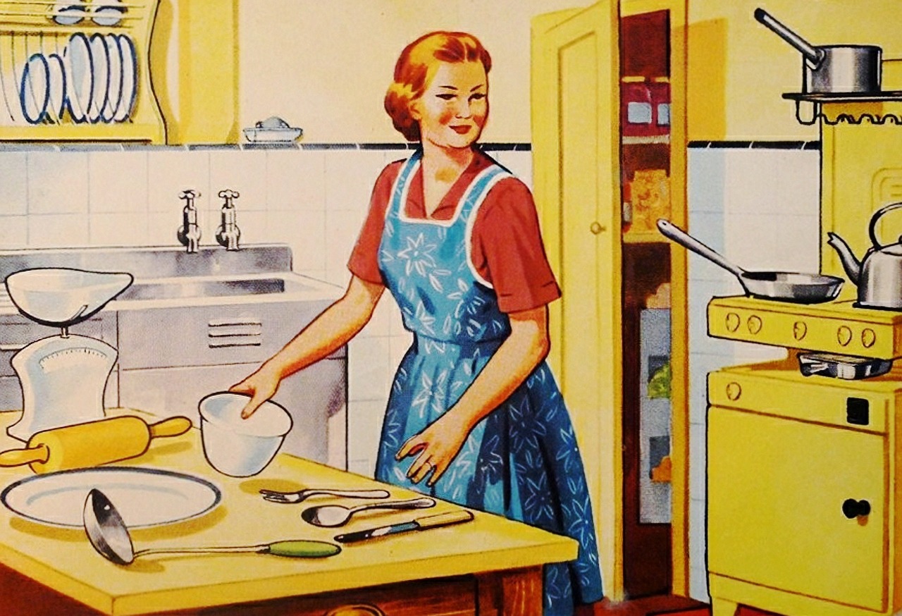 importance of being a homemaker (graphic housewife in kitchen)